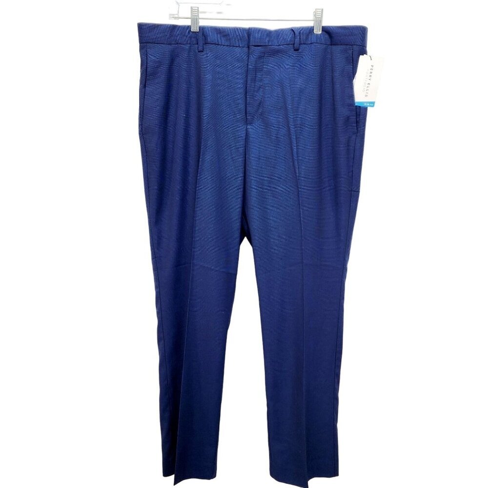 Perry Ellis Mens Portfolio Navy Slim Fit Dress Pants Size 38x30 New